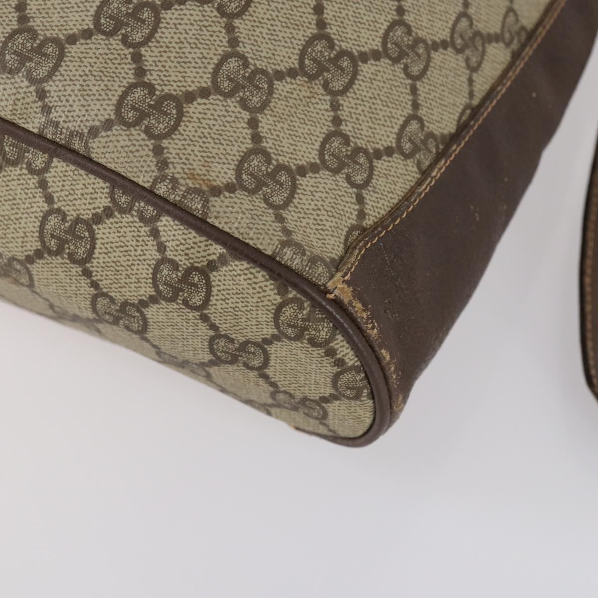 GUCCI GG Supreme Web Sherry Line Bag PVC Beige Gold 164 02 034 Auth 152742