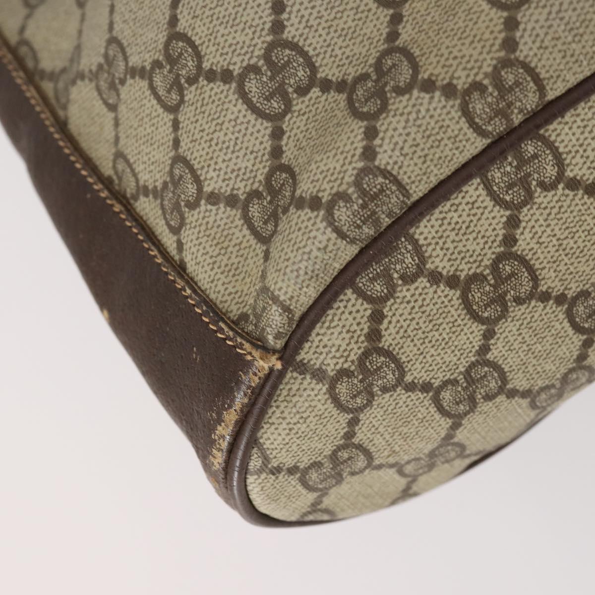 GUCCI GG Supreme Web Sherry Line Bag PVC Beige Gold 164 02 034 Auth 152742