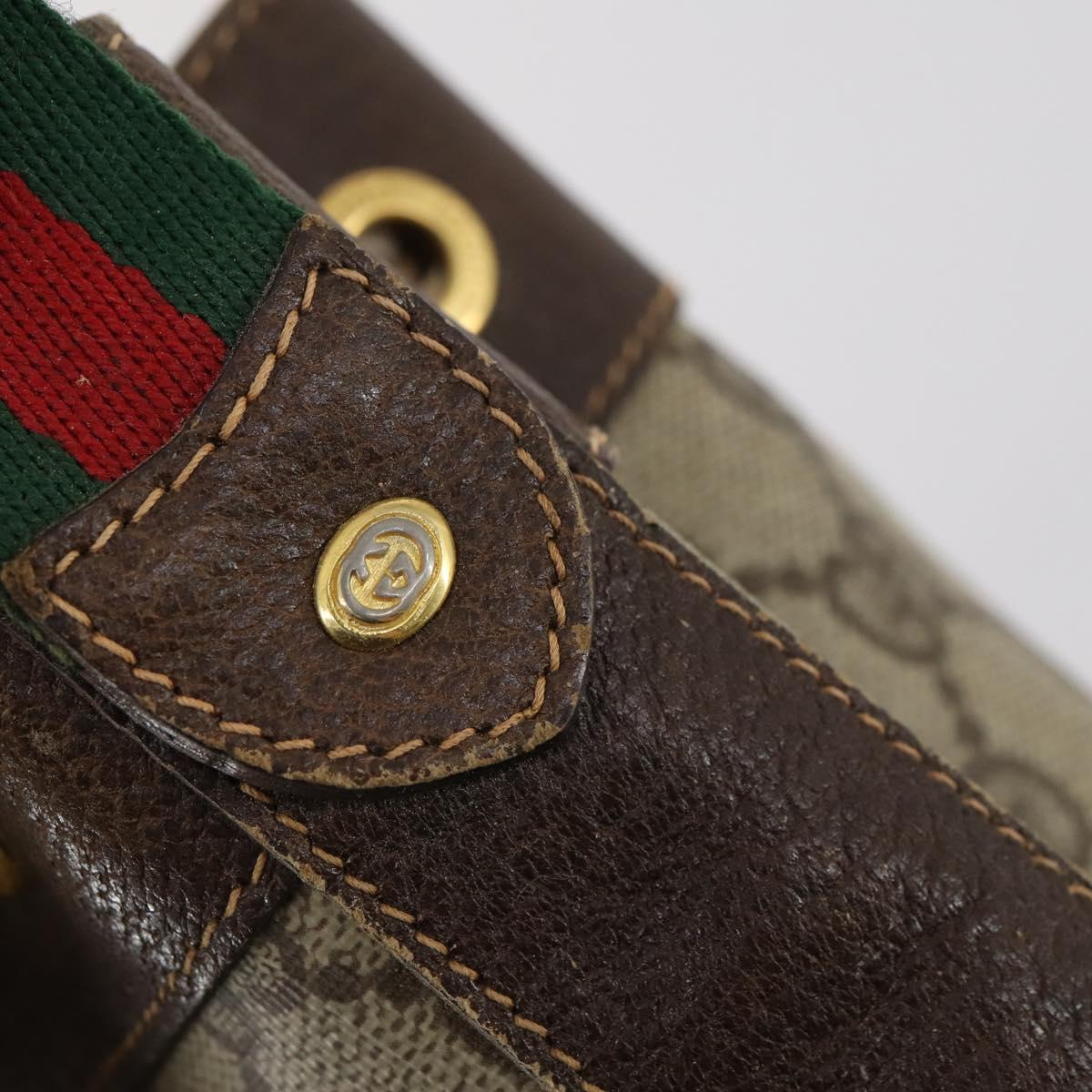 GUCCI GG Supreme Web Sherry Line Bag PVC Beige Gold 164 02 034 Auth 152742