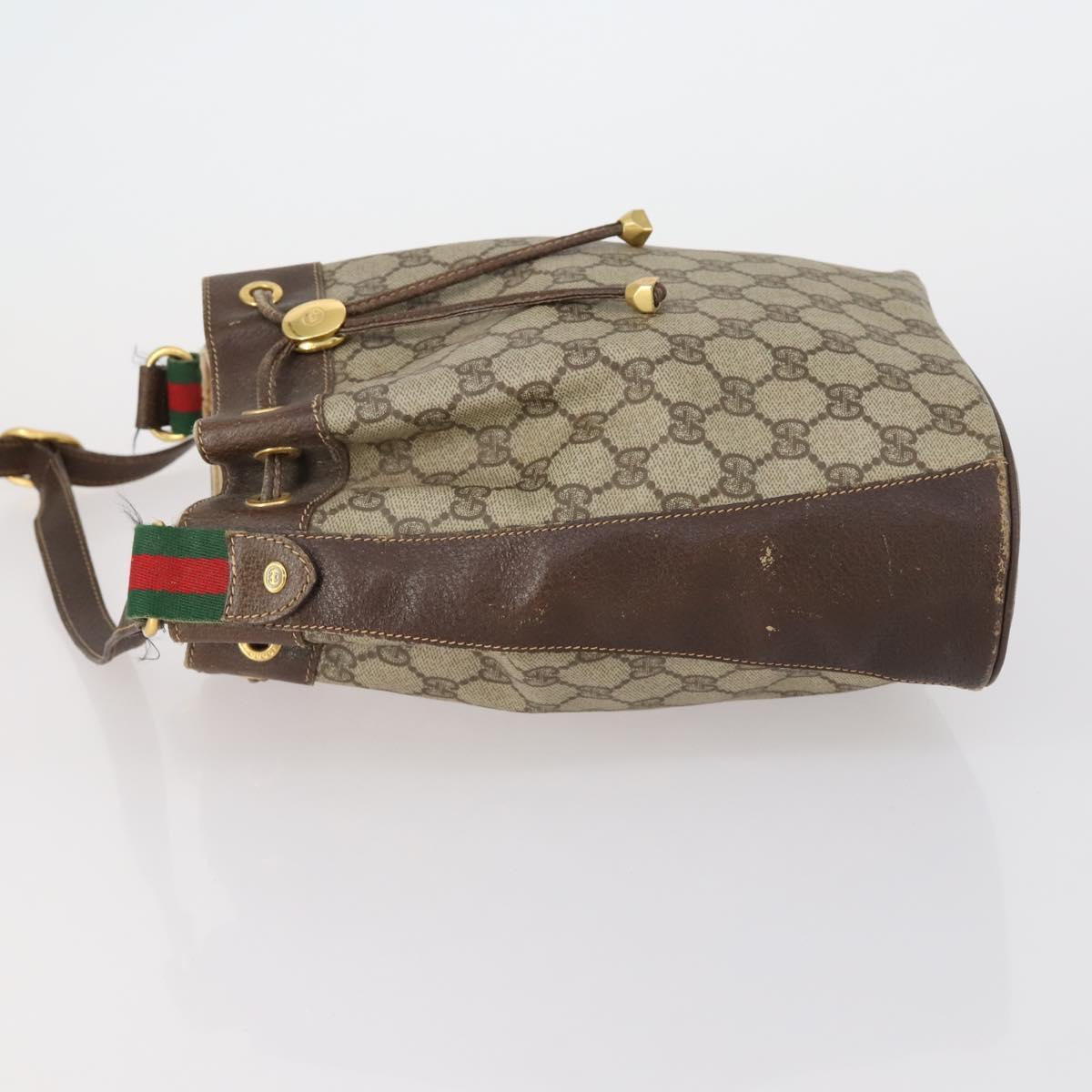 GUCCI GG Supreme Web Sherry Line Bag PVC Beige Gold 164 02 034 Auth 152742