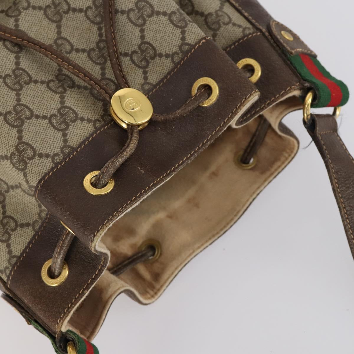 GUCCI GG Supreme Web Sherry Line Bag PVC Beige Gold 164 02 034 Auth 152742