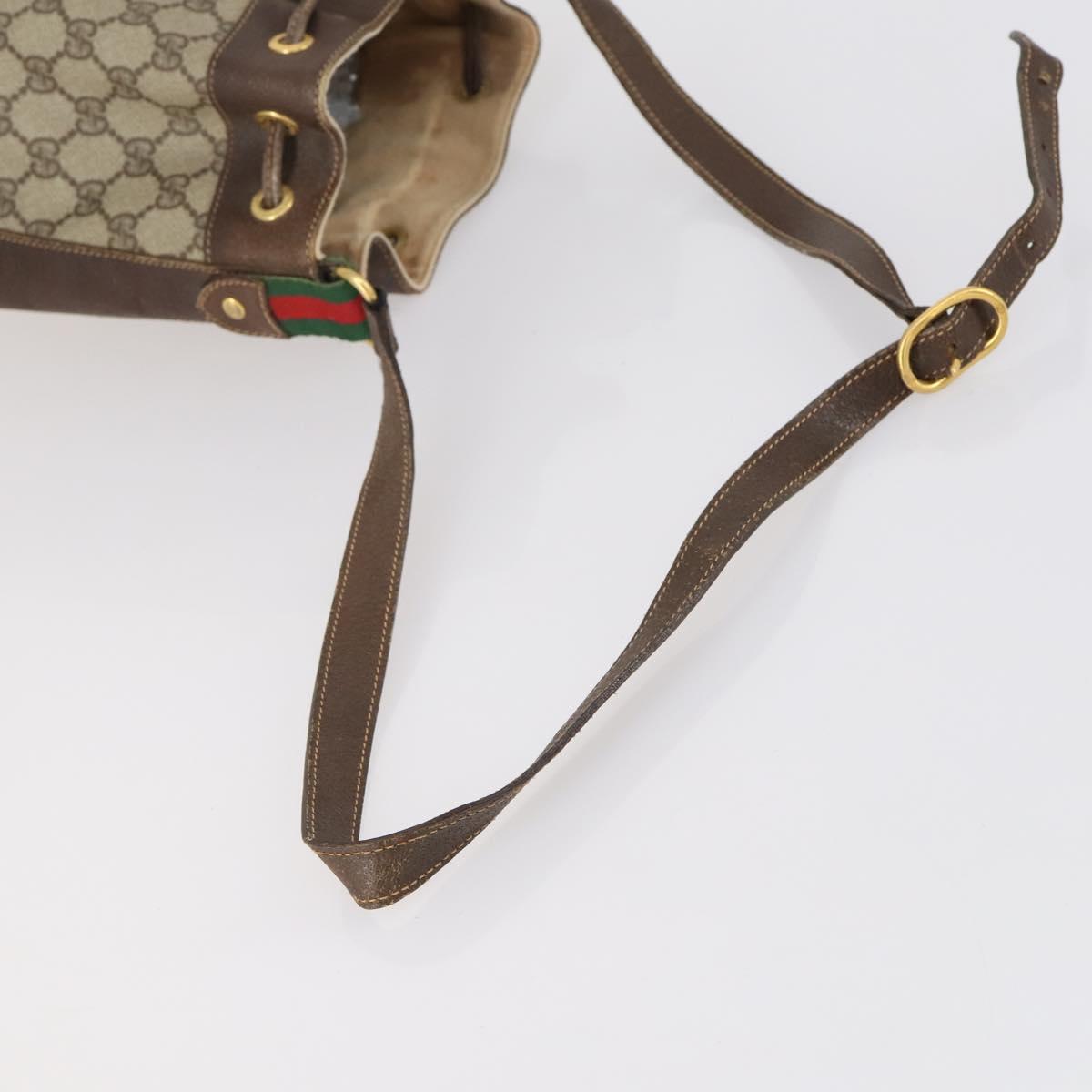 GUCCI GG Supreme Web Sherry Line Bag PVC Beige Gold 164 02 034 Auth 152742