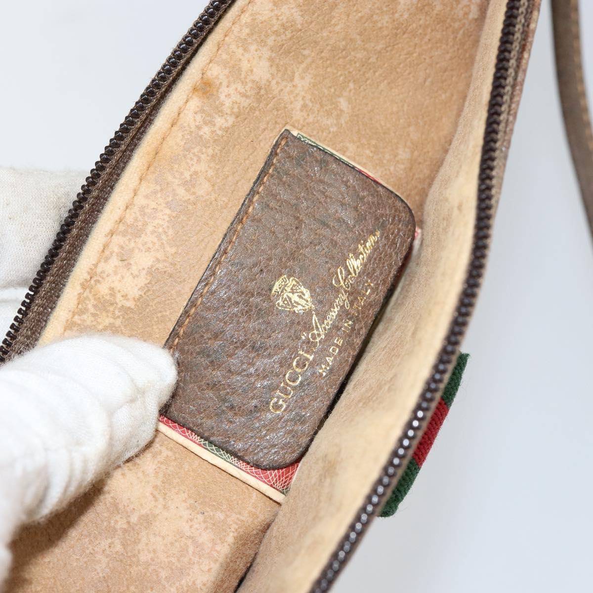 GUCCI GG Supreme Web Sherry Line Bag PVC Beige Gold 904 02 026 Auth 152743