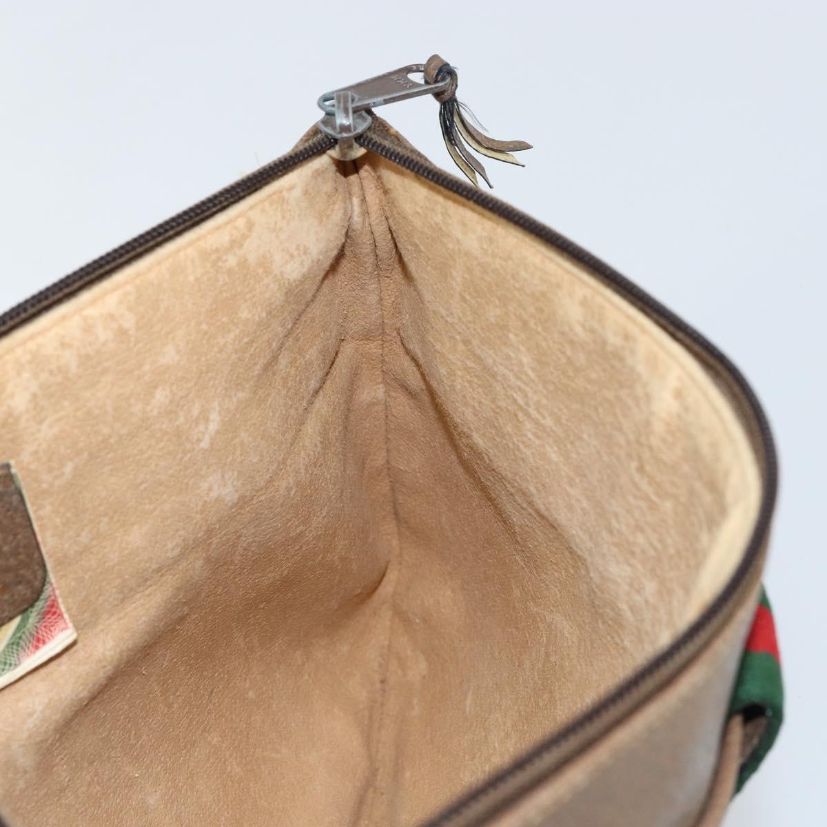 GUCCI GG Supreme Web Sherry Line Bag PVC Beige Gold 904 02 026 Auth 152743