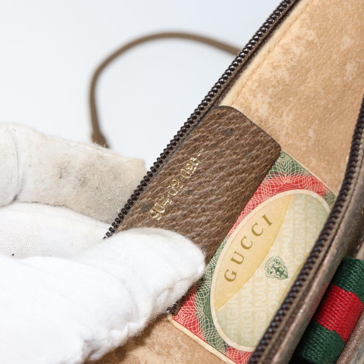 GUCCI GG Supreme Web Sherry Line Bag PVC Beige Gold 904 02 026 Auth 152743