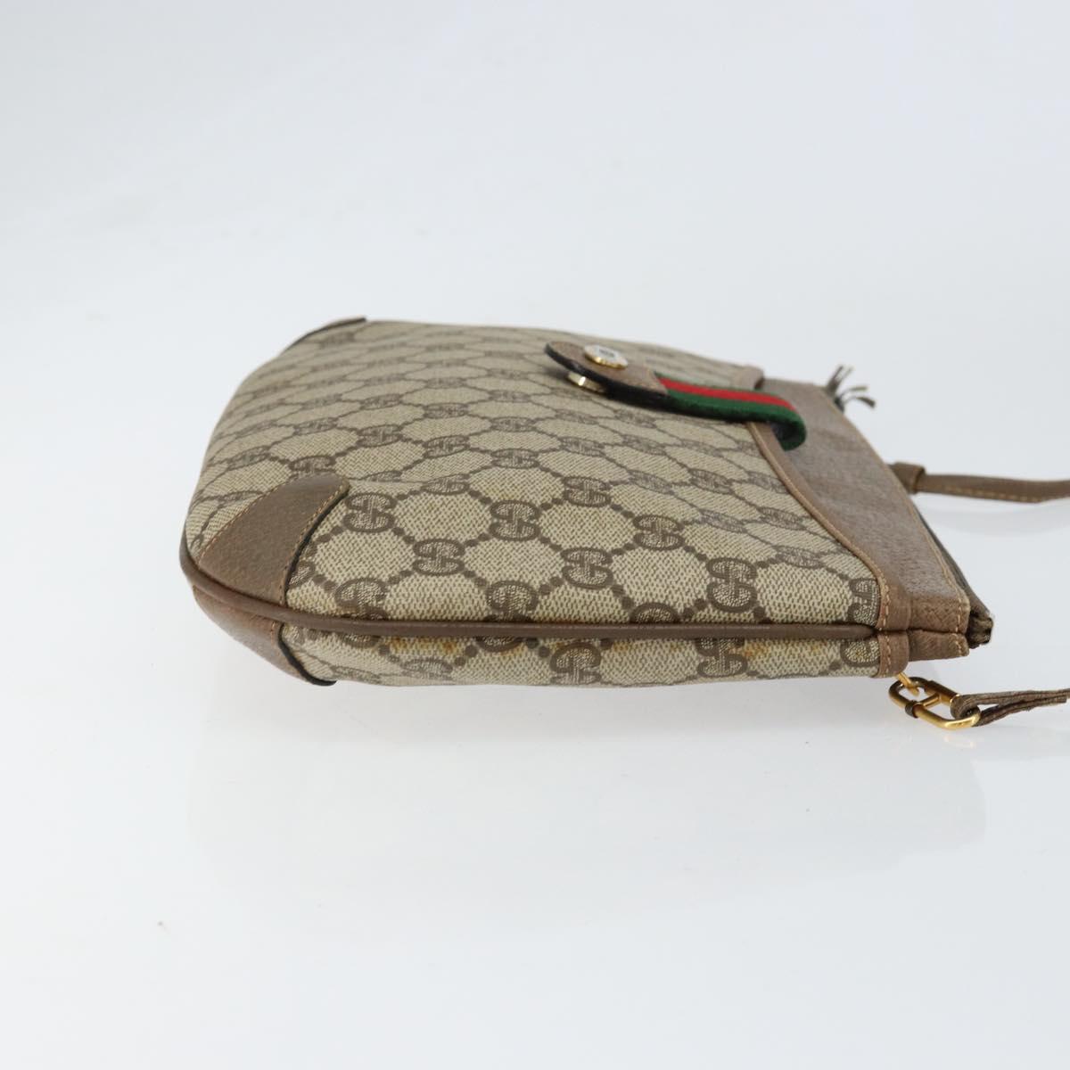GUCCI GG Supreme Web Sherry Line Bag PVC Beige Gold 904 02 026 Auth 152743