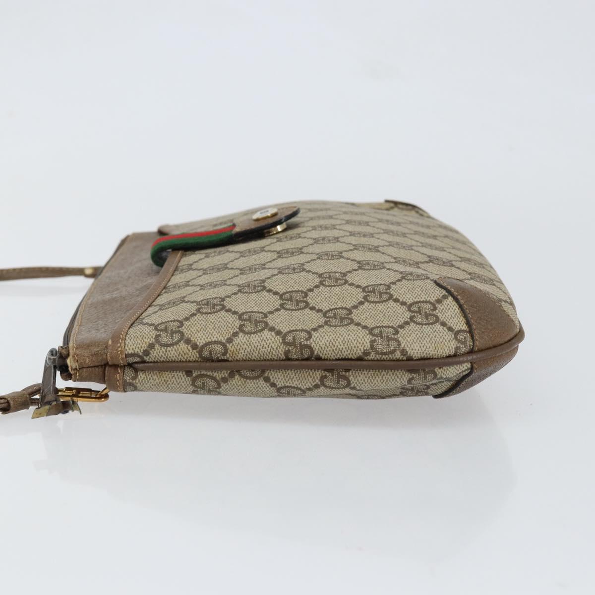 GUCCI GG Supreme Web Sherry Line Bag PVC Beige Gold 904 02 026 Auth 152743