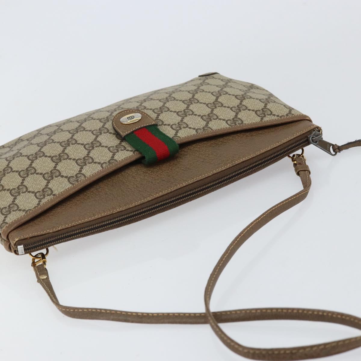 GUCCI GG Supreme Web Sherry Line Bag PVC Beige Gold 904 02 026 Auth 152743