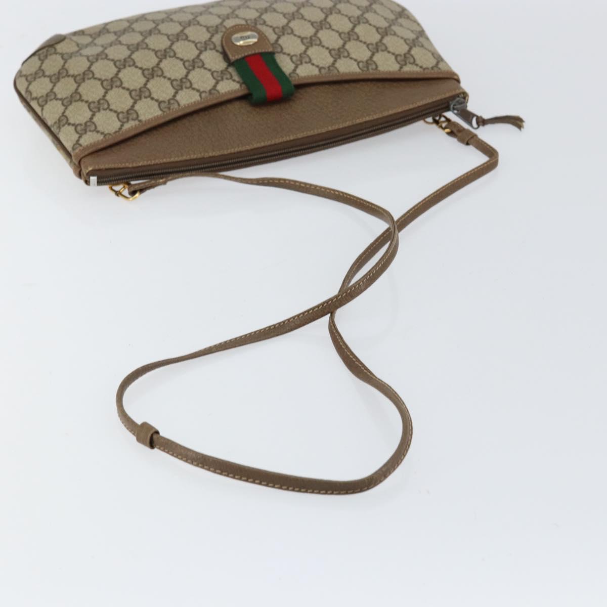 GUCCI GG Supreme Web Sherry Line Bag PVC Beige Gold 904 02 026 Auth 152743