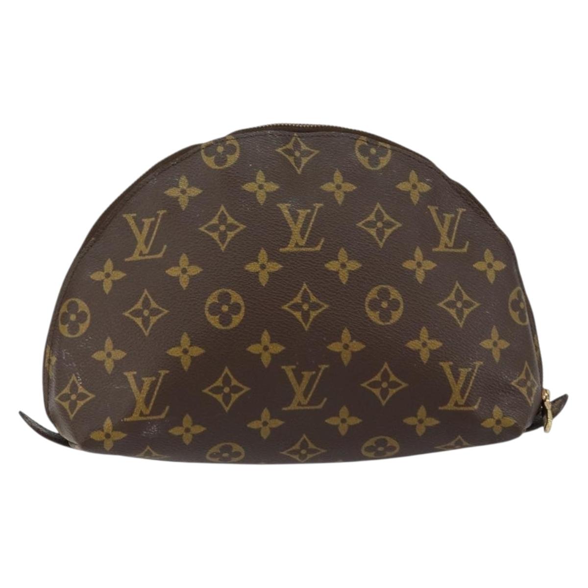 LOUIS VUITTON Monogram Trousse Demi Ronde Cosmetic Pouch M47520 LV Auth 152763