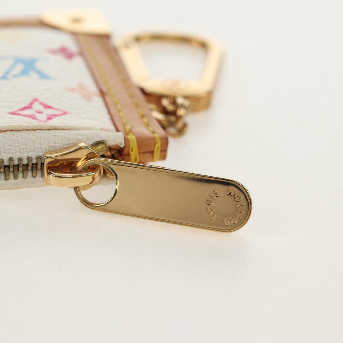 LOUIS VUITTON Monogram Multicolor Pochette Cles Purse White M92655 Auth 152788V
