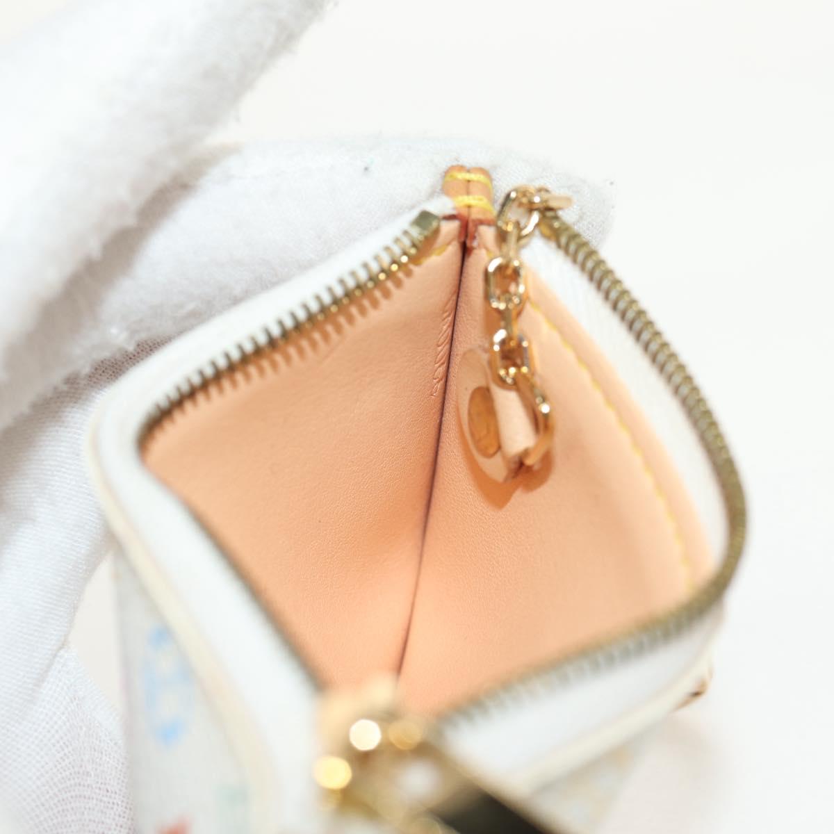 LOUIS VUITTON Monogram Multicolor Pochette Cles Purse White M92655 Auth 152788V