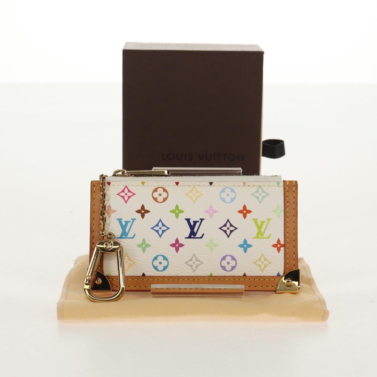 LOUIS VUITTON Monogram Multicolor Pochette Cles Purse White M92655 Auth 152788V