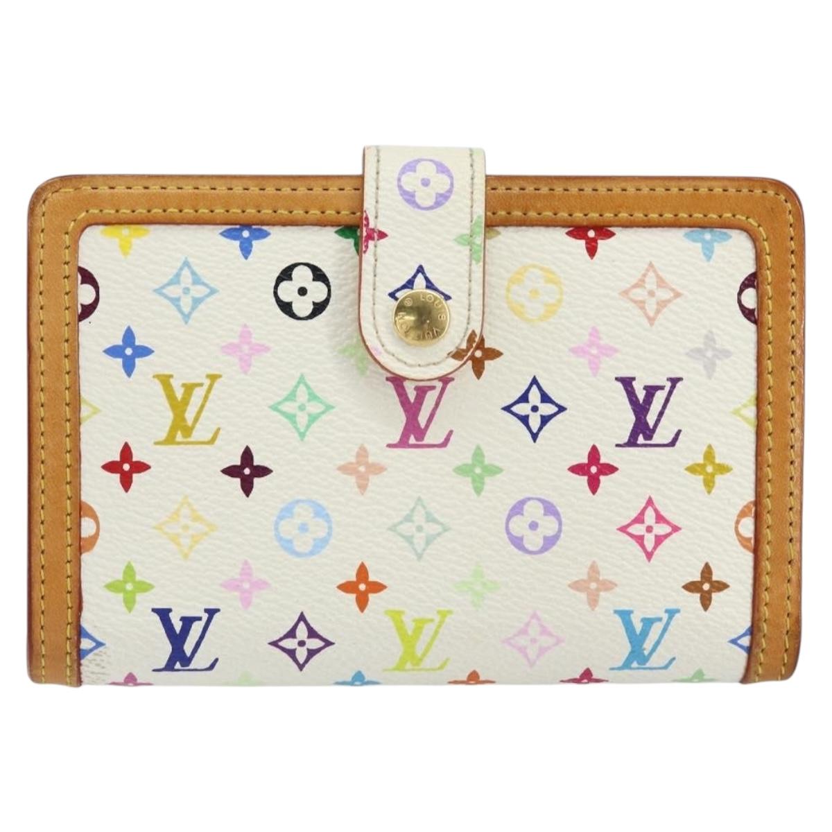 LOUIS VUITTON Multicolor Portefeuille Viennois Wallet White M92987 Auth 152793