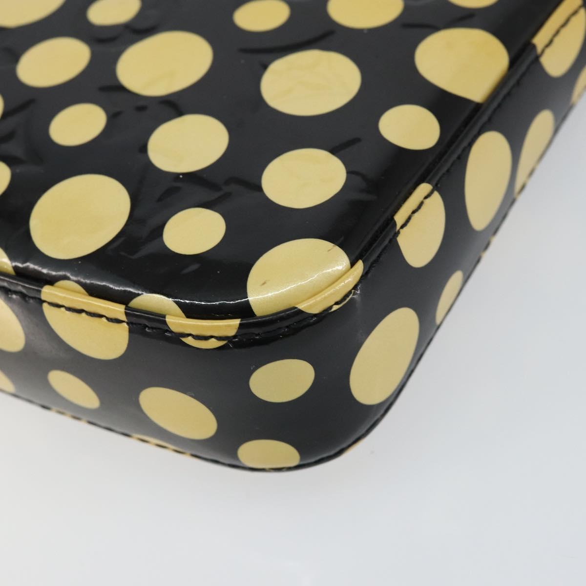 LOUIS VUITTON Vernis Yayoi Kusama Pochette Accessoires Black M91427 Auth 152796