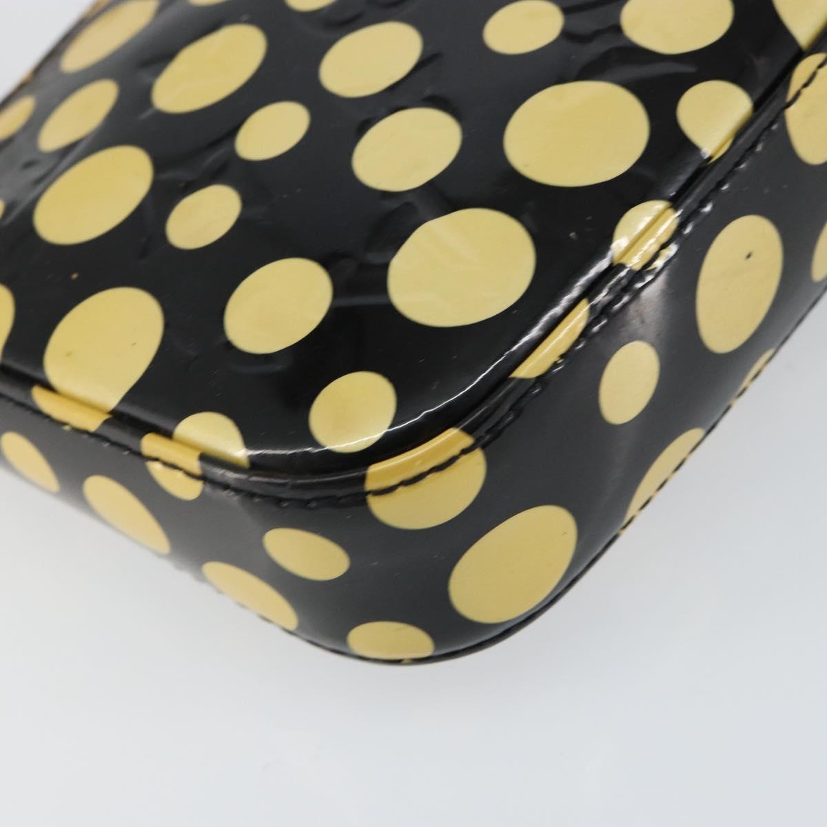 LOUIS VUITTON Vernis Yayoi Kusama Pochette Accessoires Black M91427 Auth 152796