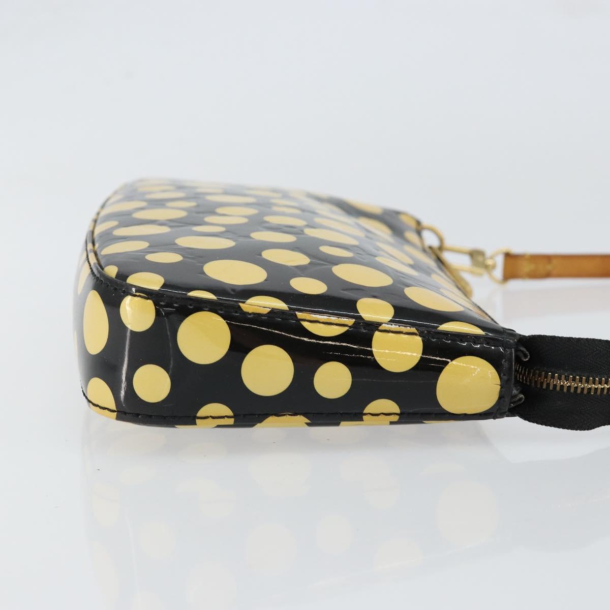 LOUIS VUITTON Vernis Yayoi Kusama Pochette Accessoires Black M91427 Auth 152796
