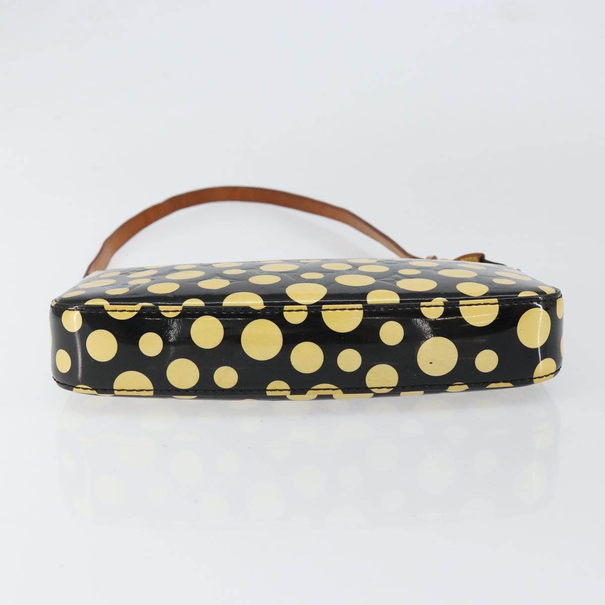 LOUIS VUITTON Vernis Yayoi Kusama Pochette Accessoires Black M91427 Auth 152796