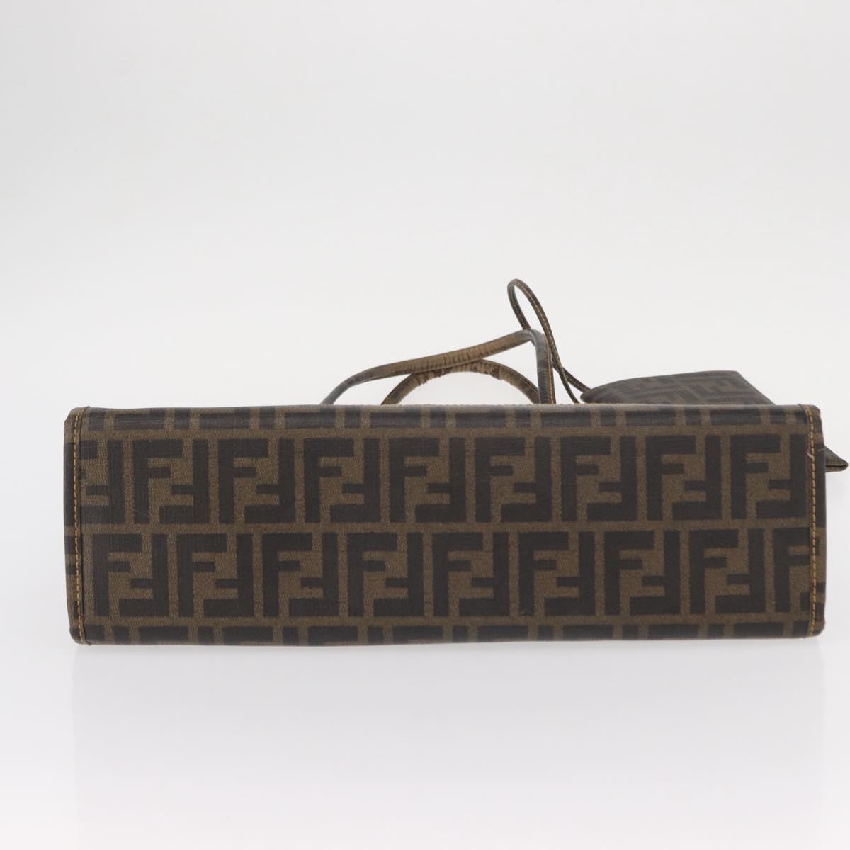 FENDI Mesh Zucca Canvas Tote Bag Black Brown Auth 152820