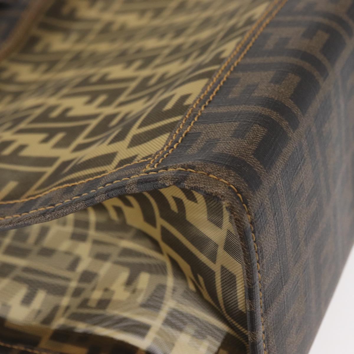 FENDI Mesh Zucca Canvas Tote Bag Black Brown Auth 152820