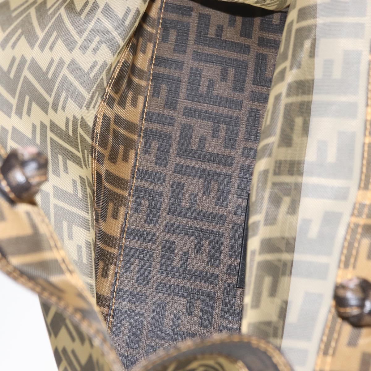 FENDI Mesh Zucca Canvas Tote Bag Black Brown Auth 152820