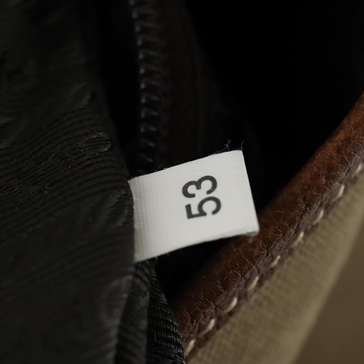 PRADA Shoulder Bag Canvas Leather Beige Brown Silver Auth 152823