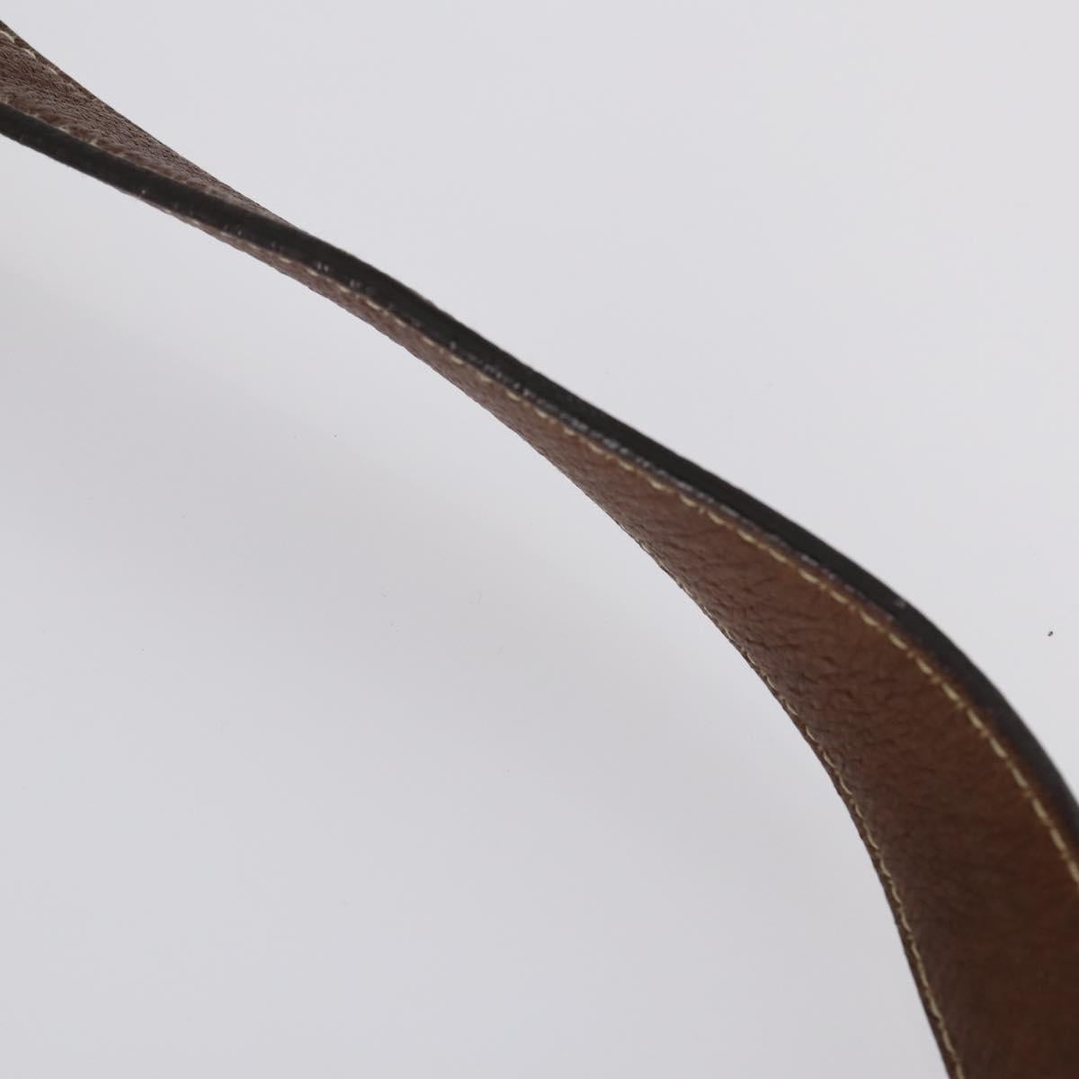 PRADA Shoulder Bag Canvas Leather Beige Brown Silver Auth 152823