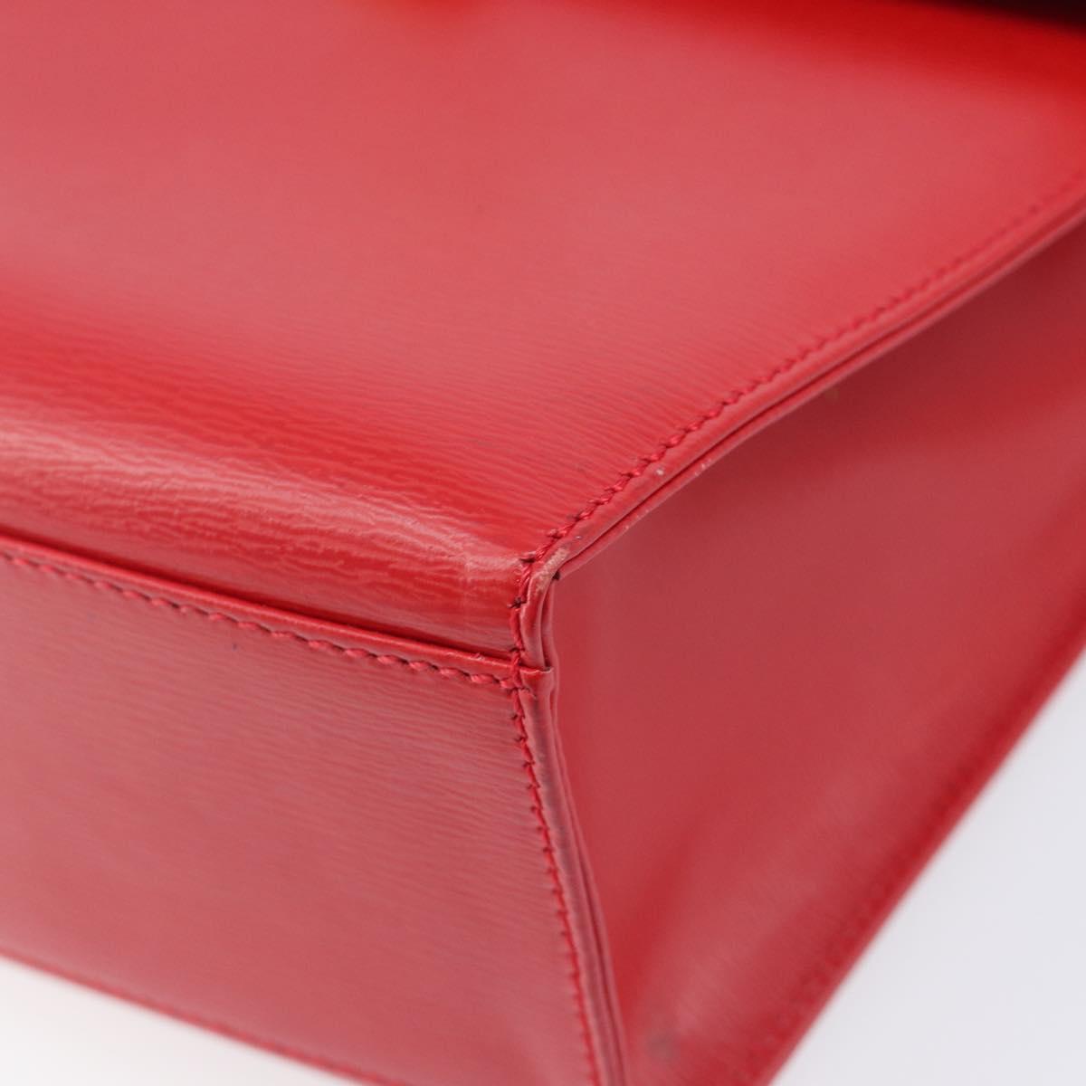 Christian Dior Hand Bag Leather 2way Red Gold Auth 152824