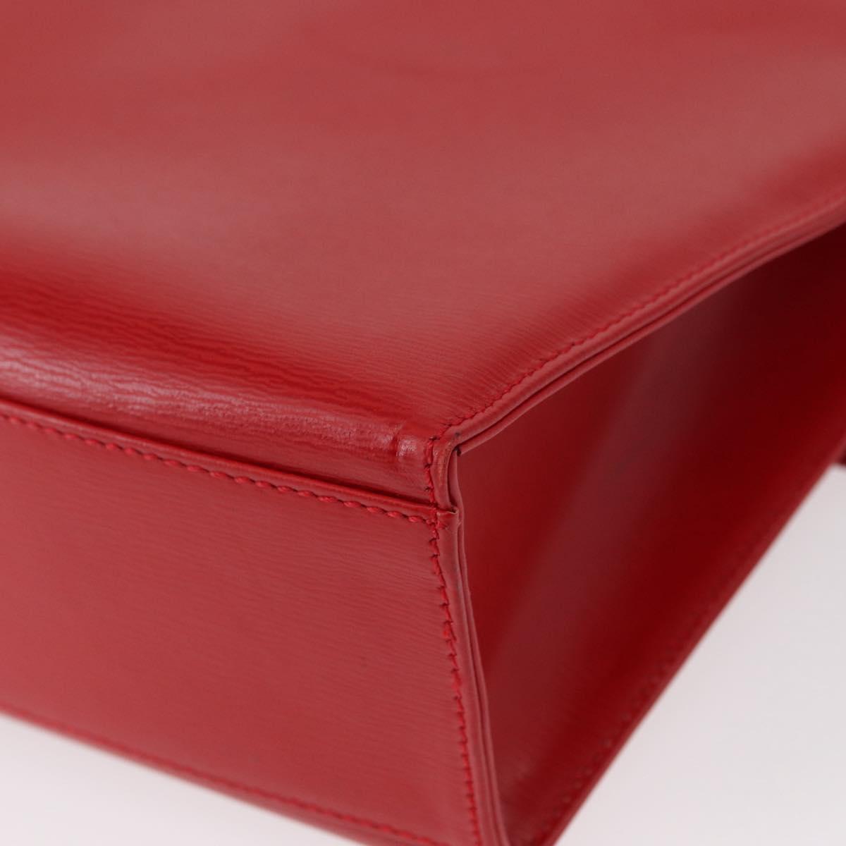 Christian Dior Hand Bag Leather 2way Red Gold Auth 152824