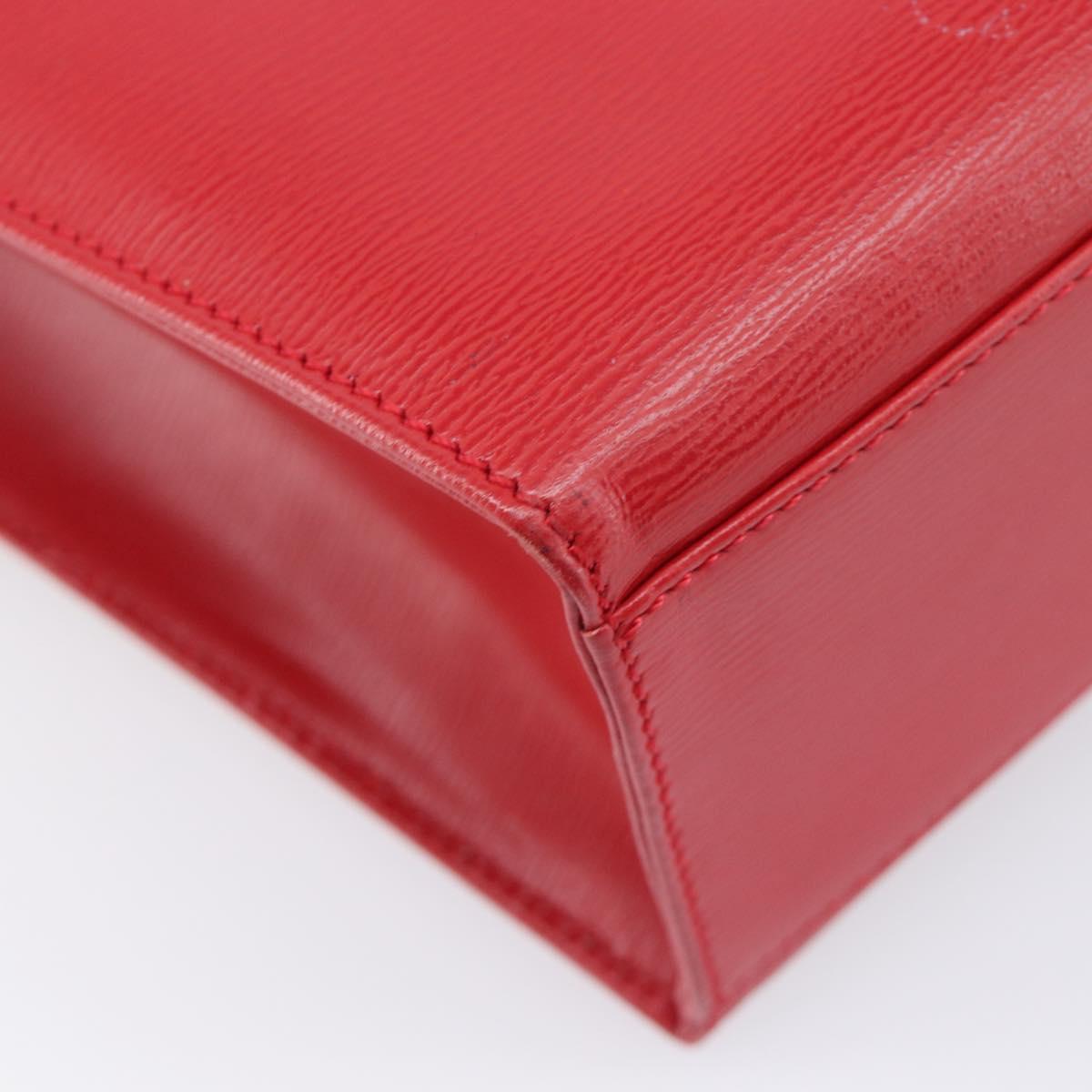 Christian Dior Hand Bag Leather 2way Red Gold Auth 152824
