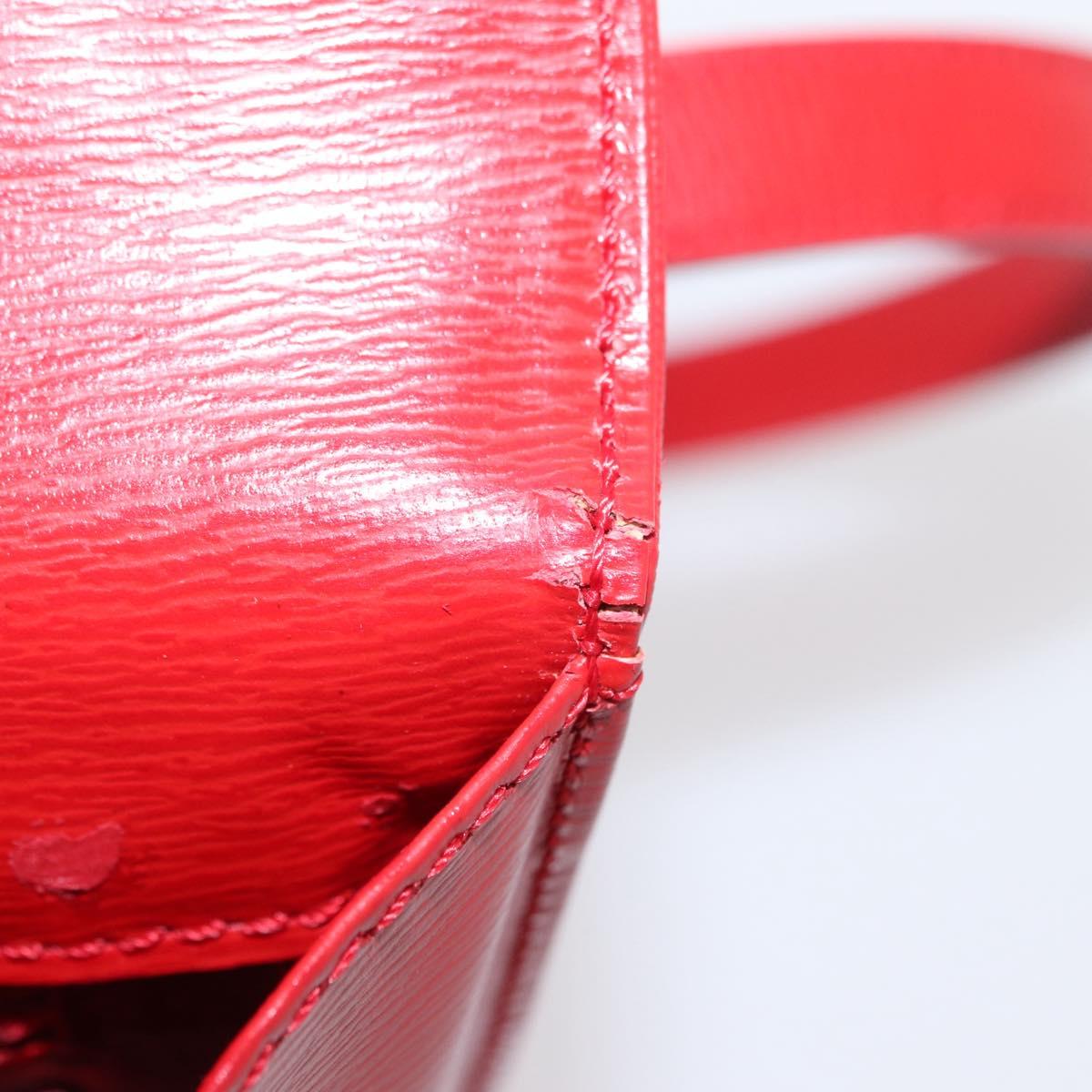 Christian Dior Hand Bag Leather 2way Red Gold Auth 152824