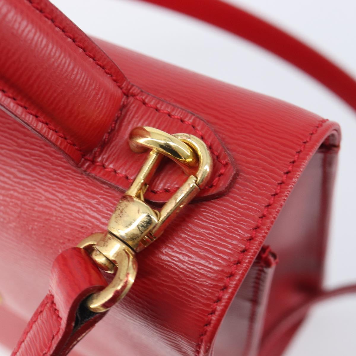 Christian Dior Hand Bag Leather 2way Red Gold Auth 152824