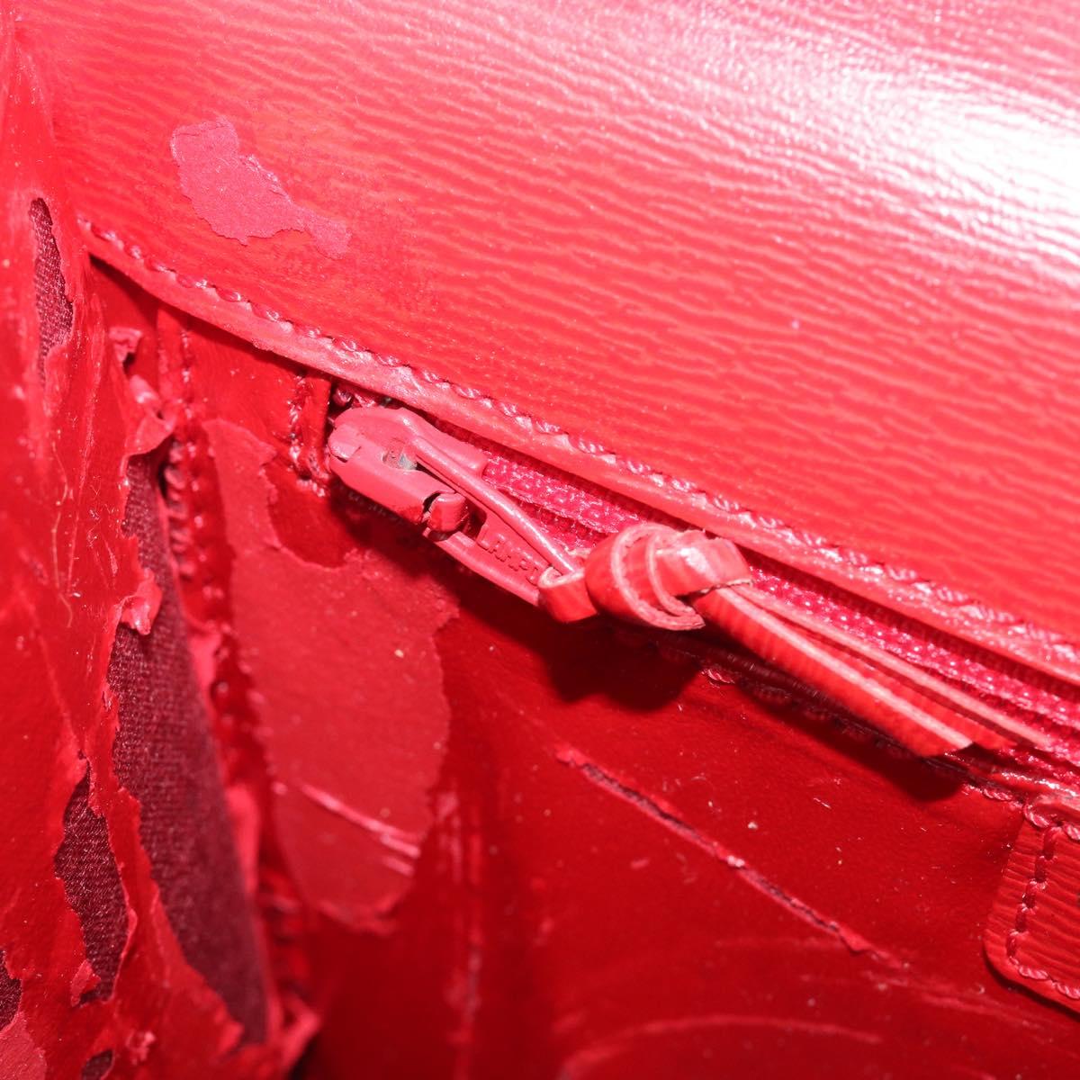 Christian Dior Hand Bag Leather 2way Red Gold Auth 152824