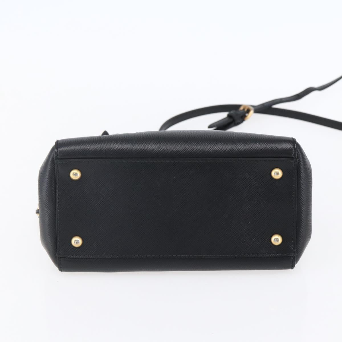 Salvatore Ferragamo Vala Shoulder Bag Leather 2way Black Gold Silver Auth 152825