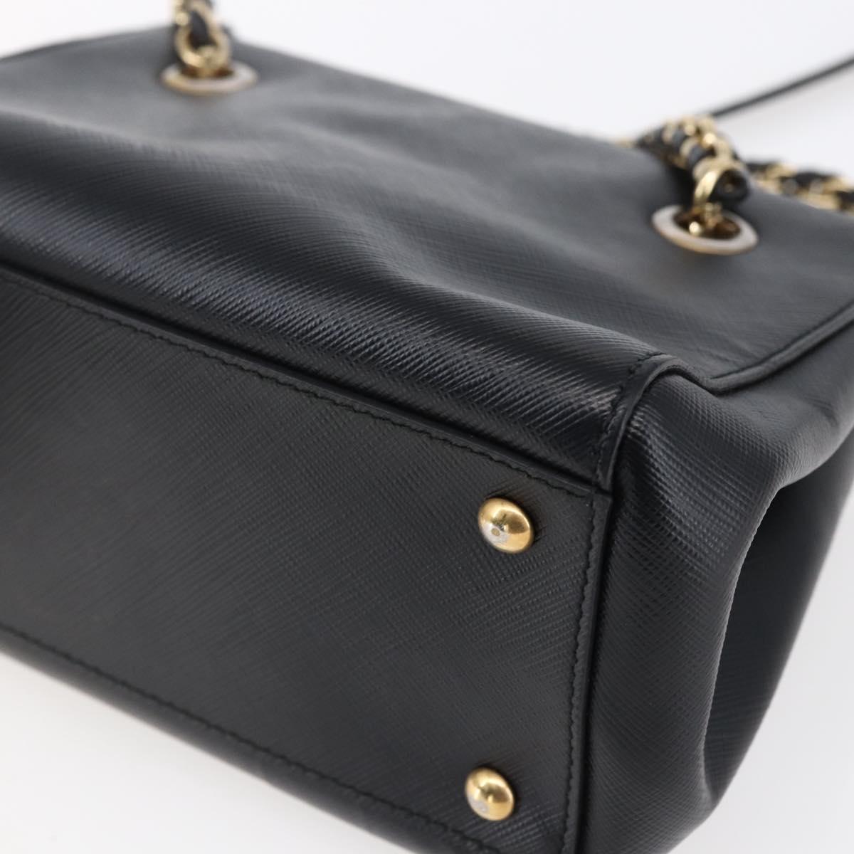 Salvatore Ferragamo Vala Shoulder Bag Leather 2way Black Gold Silver Auth 152825