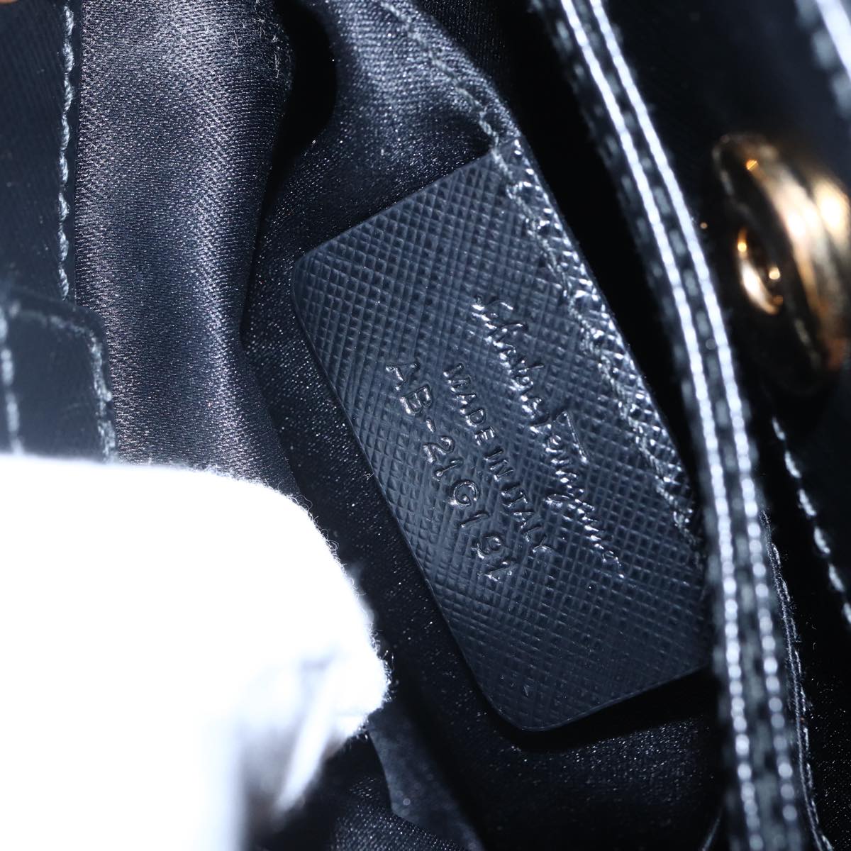 Salvatore Ferragamo Vala Shoulder Bag Leather 2way Black Gold Silver Auth 152825