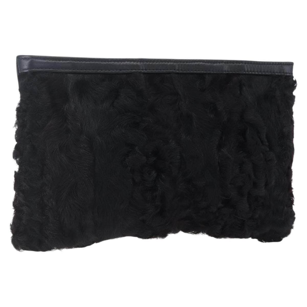 LOEWE Pouch Leather Black Gold Auth 152829