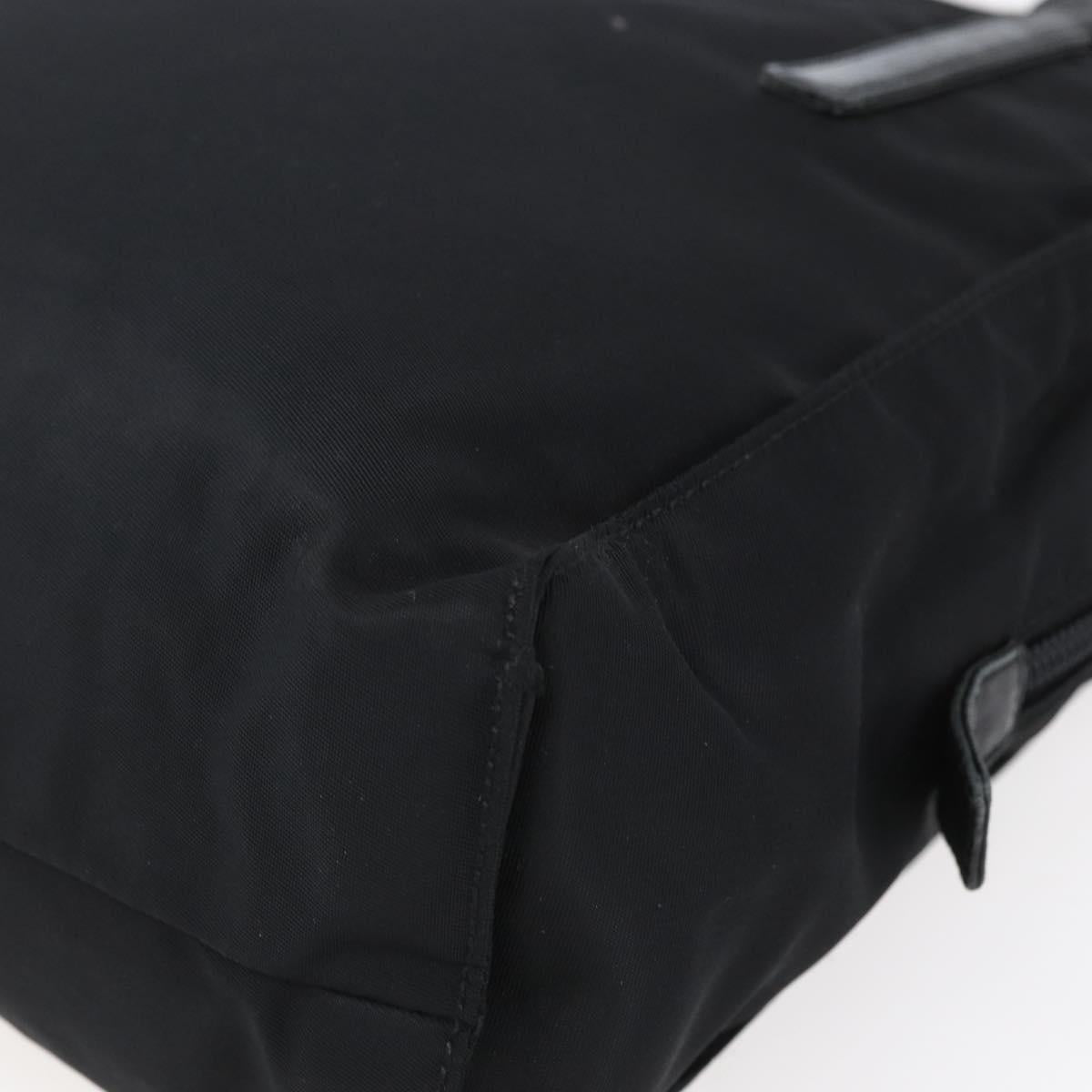 PRADA Tote Bag Nylon Black Silver Auth 152845