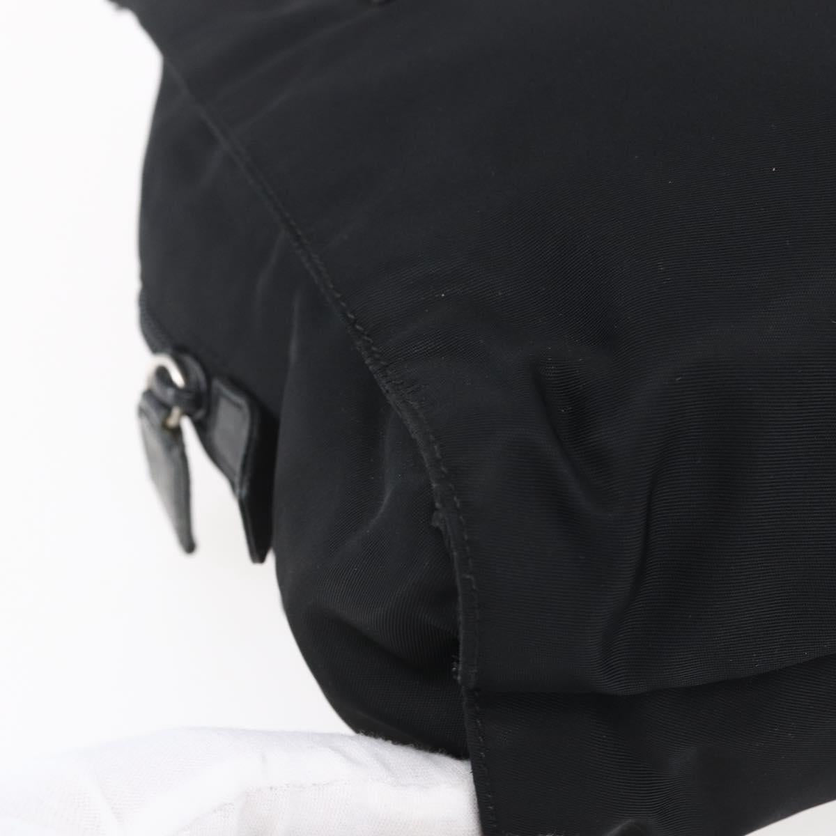 PRADA Tote Bag Nylon Black Silver Auth 152845