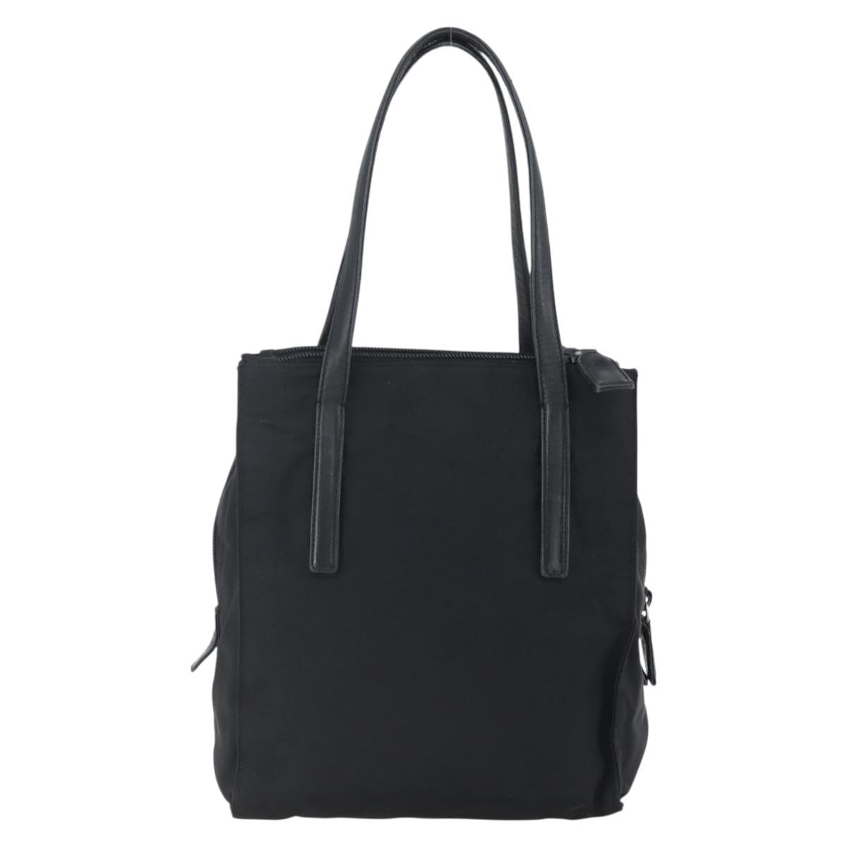 PRADA Tote Bag Nylon Black Silver Auth 152845