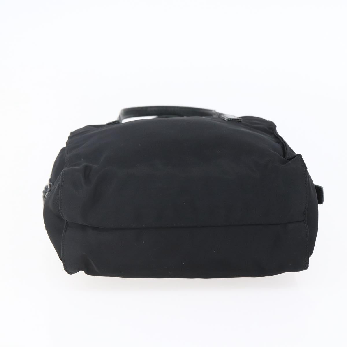 PRADA Tote Bag Nylon Black Silver Auth 152845