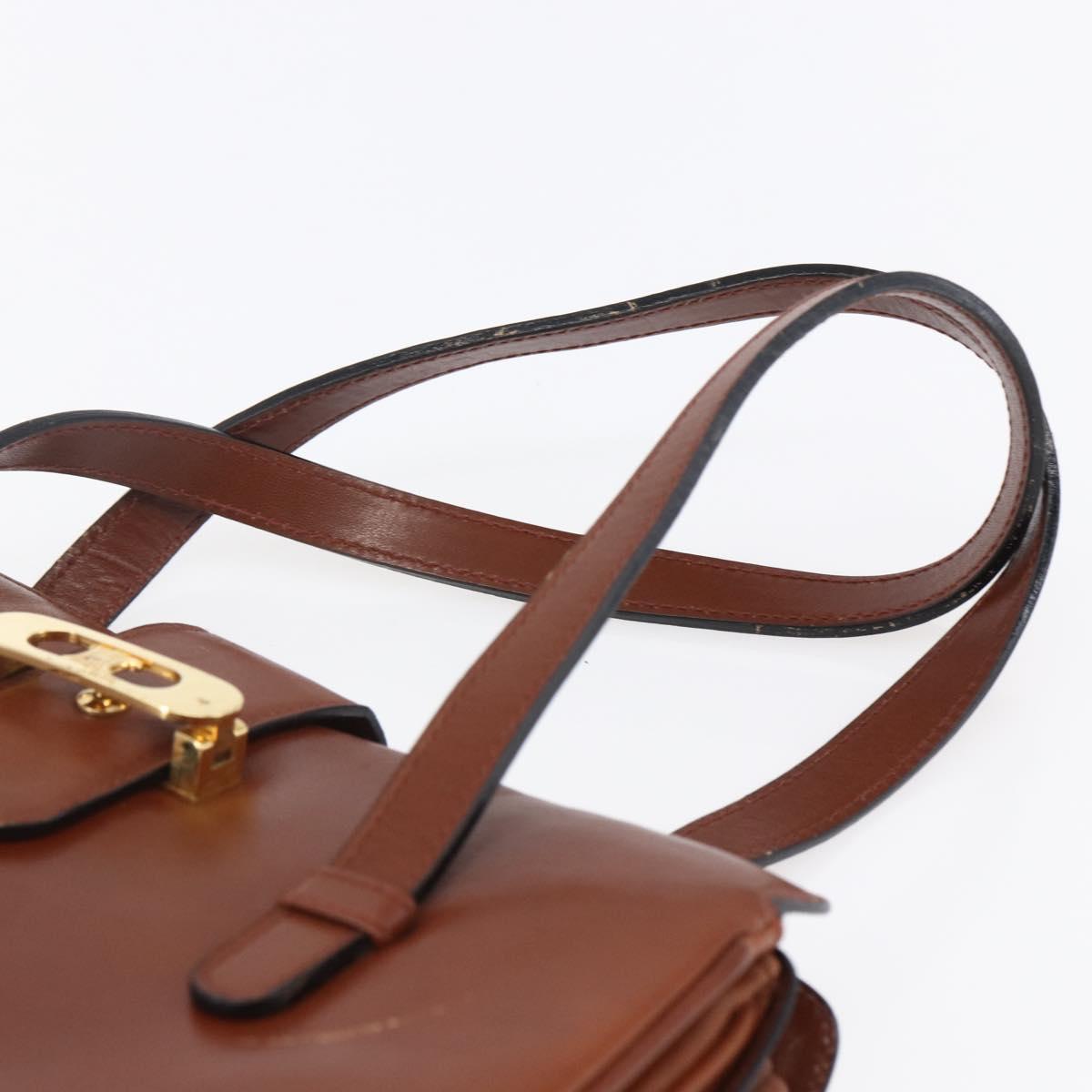 CELINE Hand Bag Leather Black Gold Auth 152849