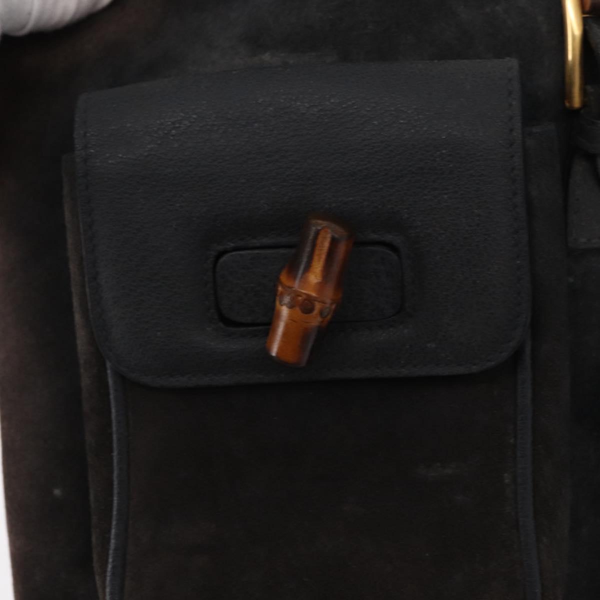 GUCCI Bamboo Backpack Suede Navy Gold 003 2058 0016 Auth 152850