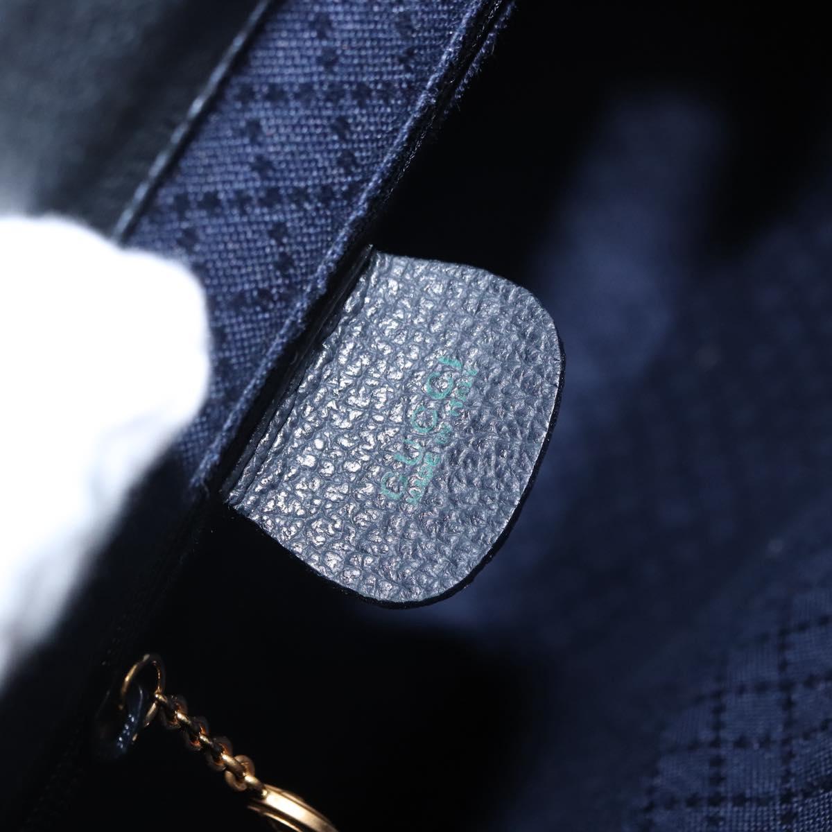 GUCCI Bamboo Backpack Suede Navy Gold 003 2058 0016 Auth 152850