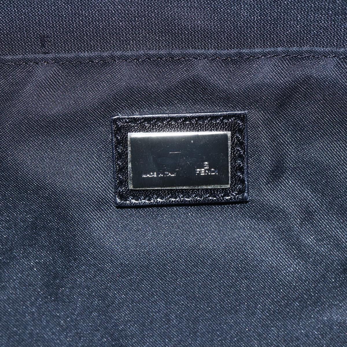 FENDI Zucchino Canvas Hand Bag Black Silver Auth 152852