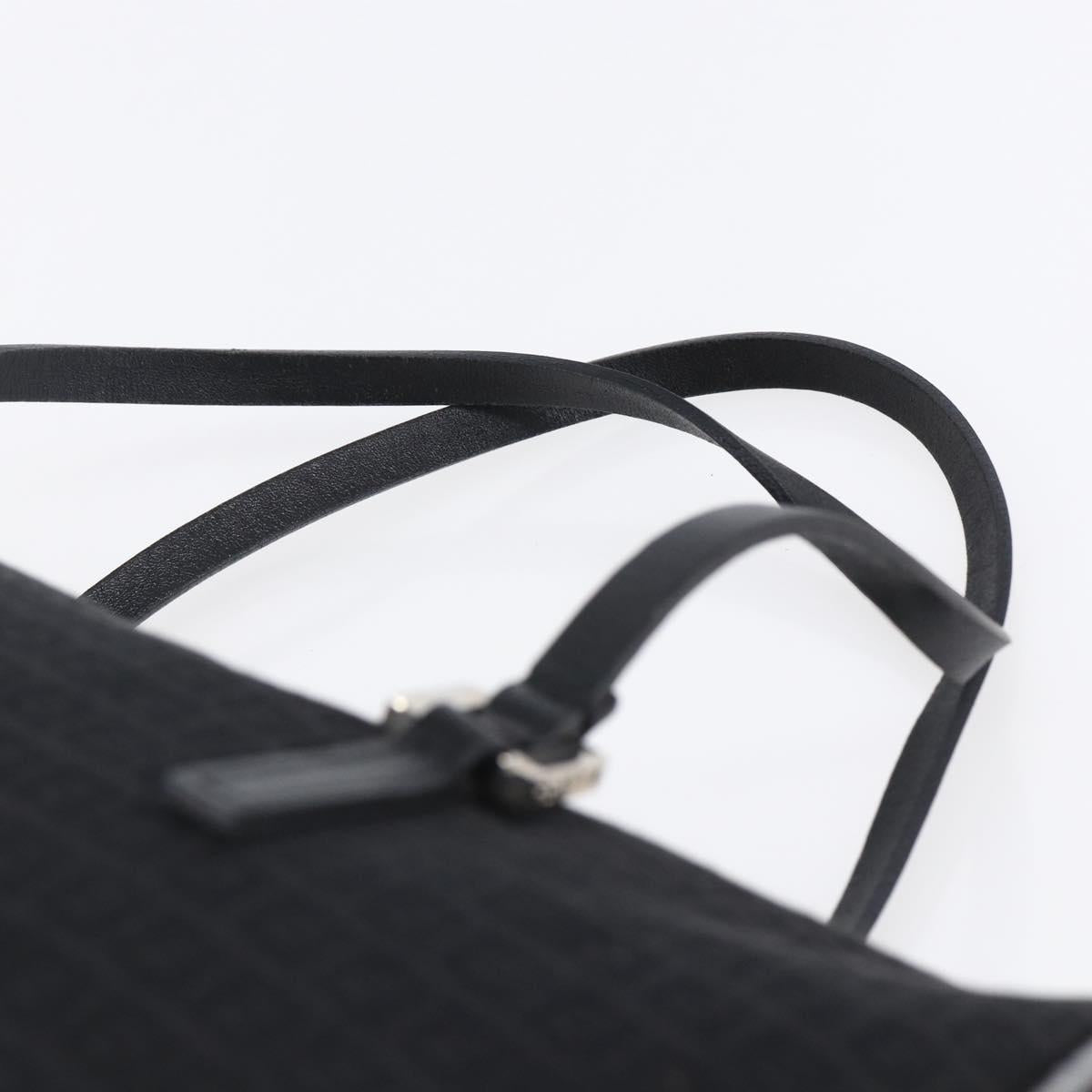 FENDI Zucchino Canvas Hand Bag Black Silver Auth 152852