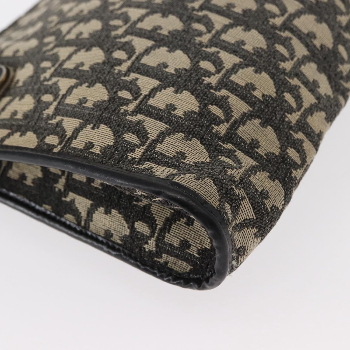 Christian Dior Trotter Canvas Shoulder Bag Black Silver Auth 152860