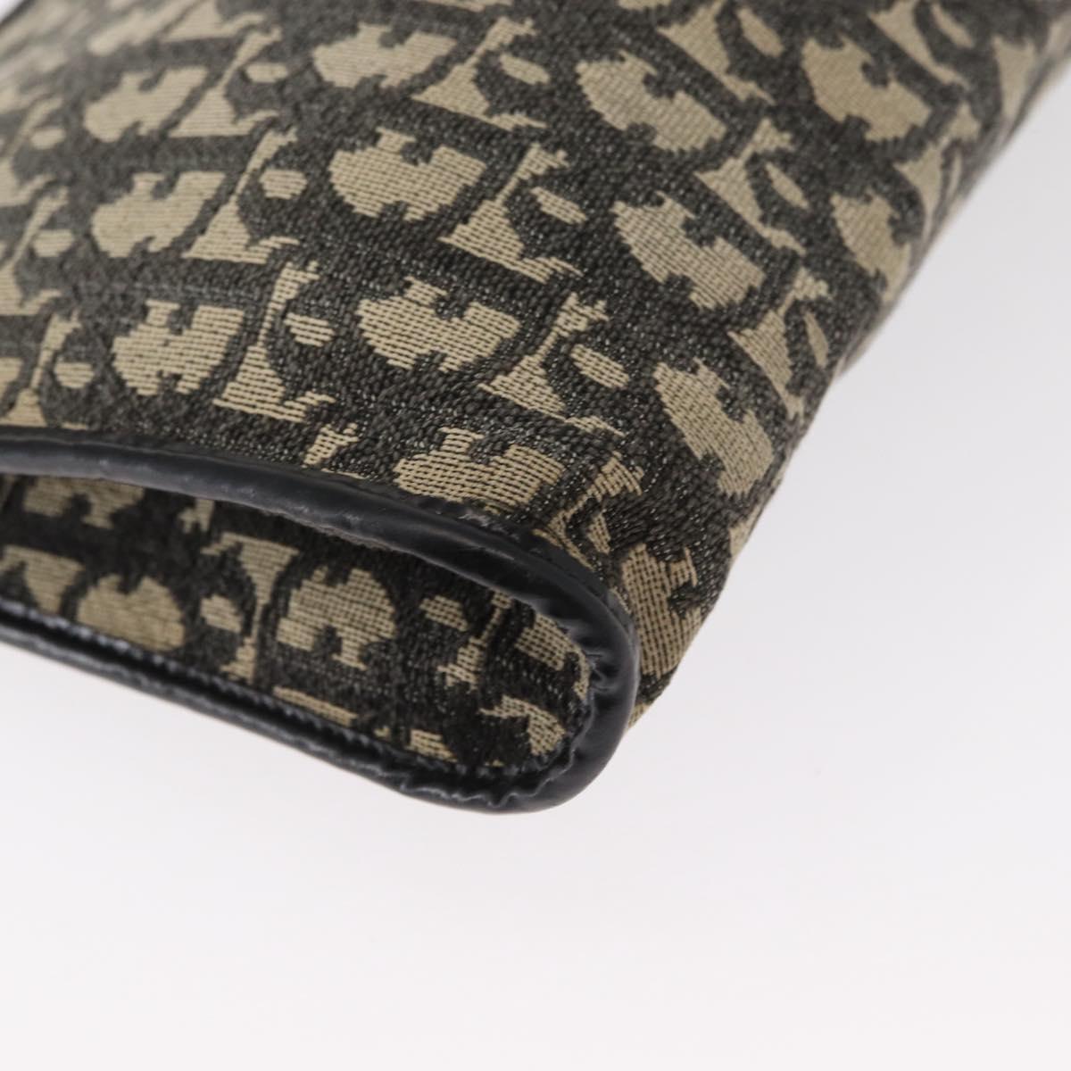 Christian Dior Trotter Canvas Shoulder Bag Black Silver Auth 152860