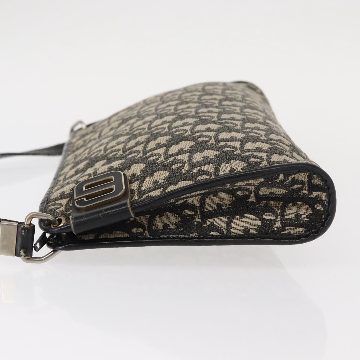 Christian Dior Trotter Canvas Shoulder Bag Black Silver Auth 152860