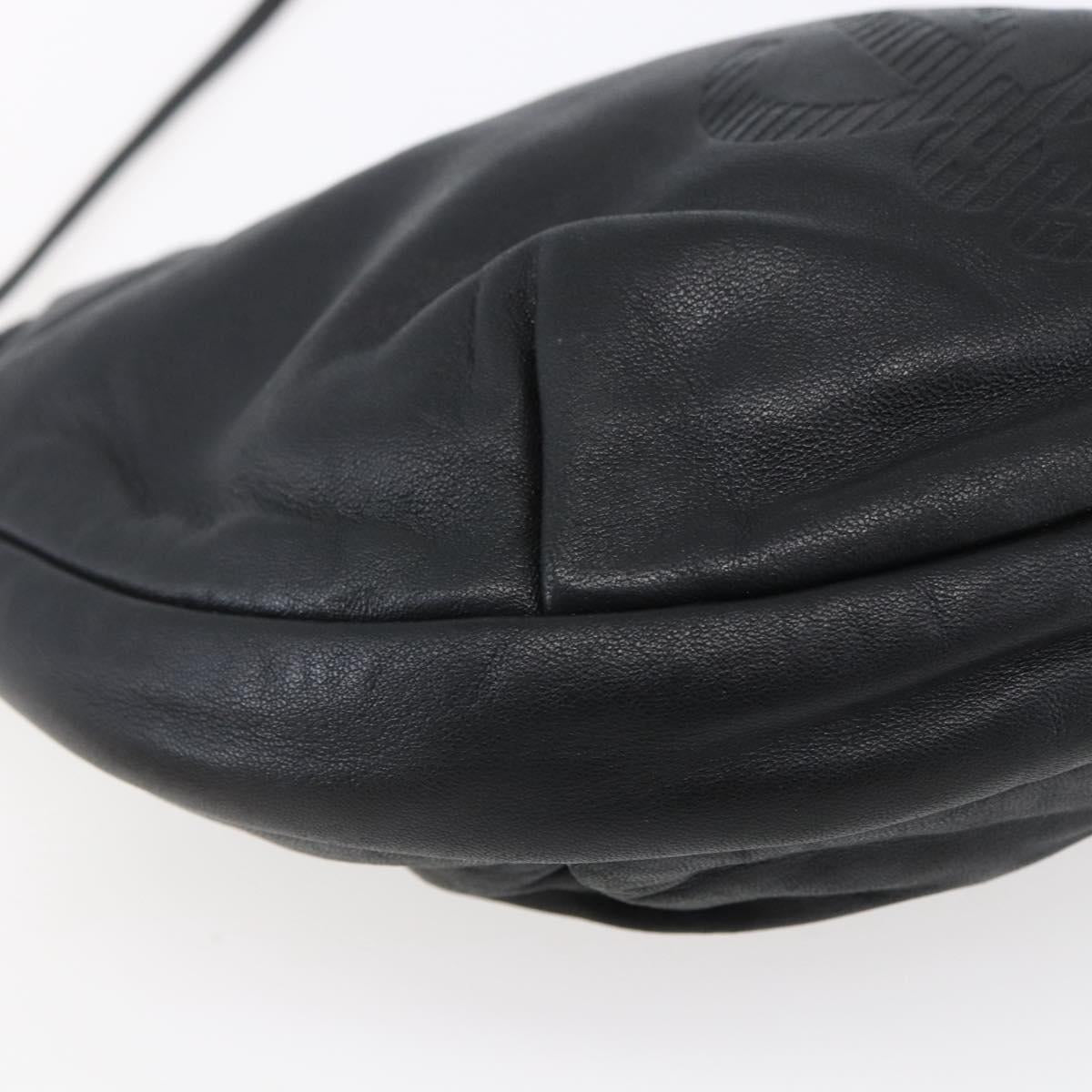 LOEWE Anagram Shoulder Bag Leather Black Silver Auth 152861